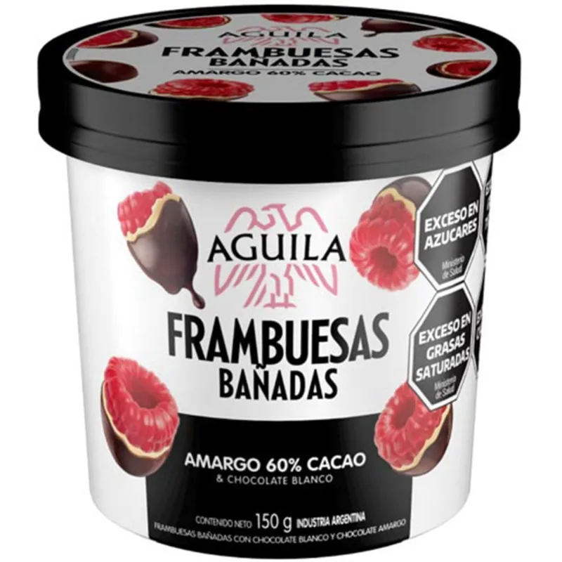 Frambuesas bañadas Aguila chocolate amargo 150 grs