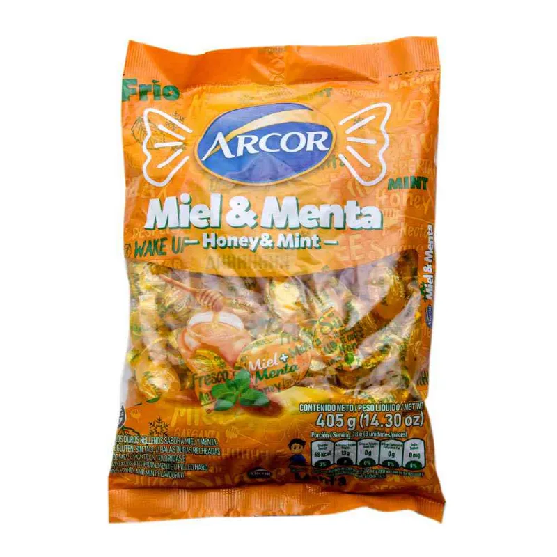 Caramelos Arcor Rellenos Miel Con Menta 405 Gr