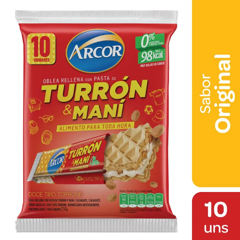 Turrón De Maní Arcor 250 Gr 10 U