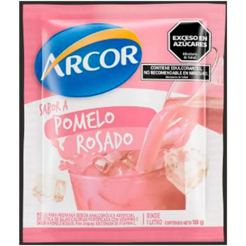 Jugo en polvo Arcor sabor pomelo rosado 18 g.