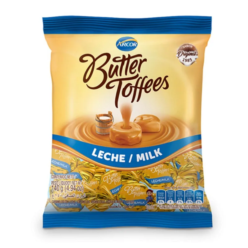 Caramelos Arcor Butter Toffees Con Leche Rellenos Con Vainilla 140 Gr