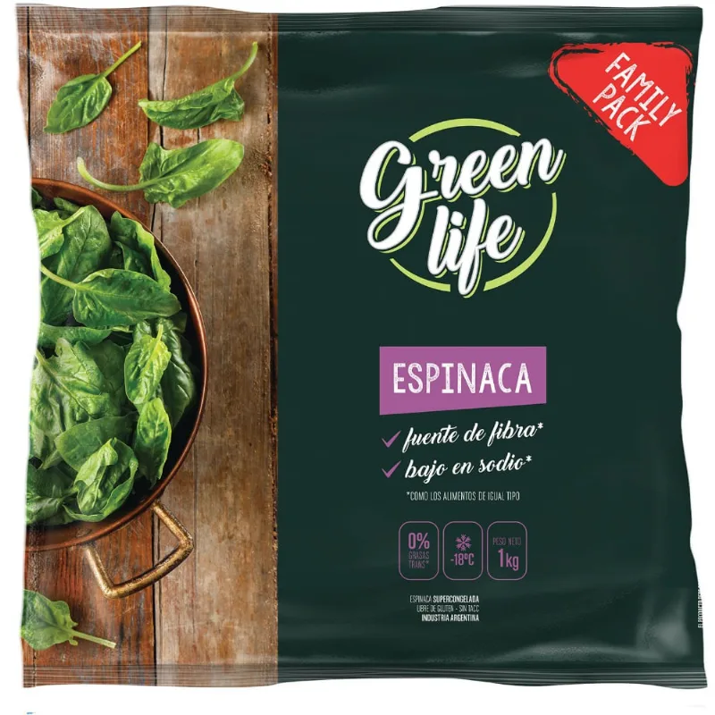 Espinaca congelada Green Life bolsa 1 kg