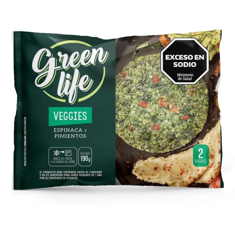 Medallón veggies Green Life espinaca pimiento 190 g. x 2 uni