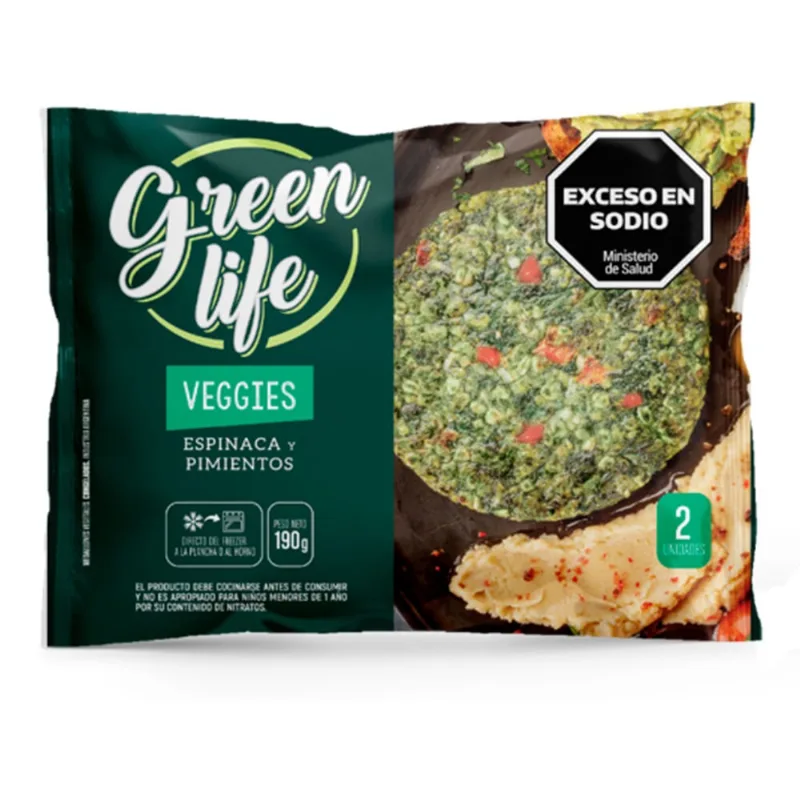 Medallón veggies Green life de espinaca y pimiento 190 g.
