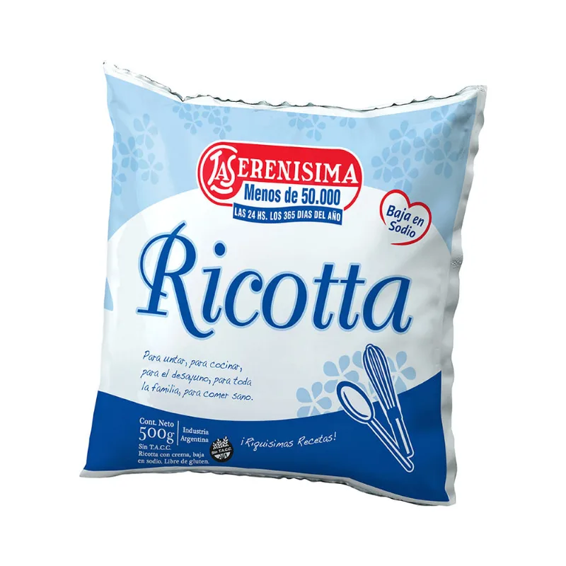 Ricotta Entera Baja En Sodio La Serenisima 500 Gr