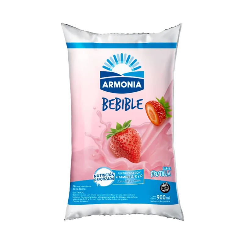 Bebida láctea Armonía frutilla sachet 900 cc.