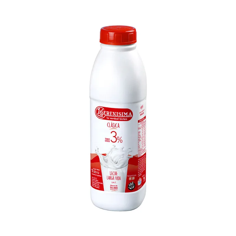 Leche Uat Clasica 3% La Serenisima Entera Botella 1l. Leche Uat Clasica 3% La Serenisima Entera 1 L