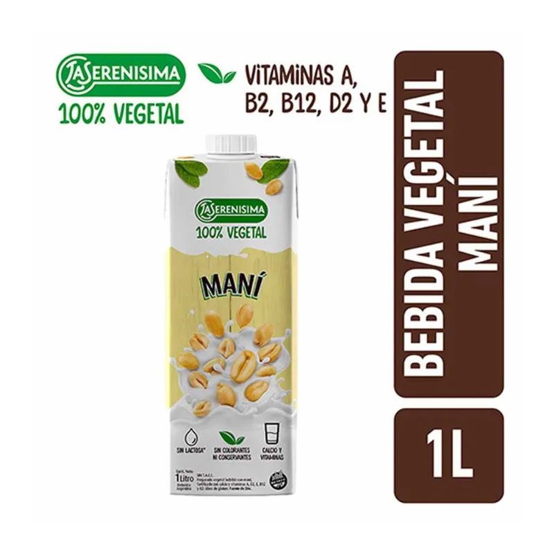 Alimento vegetal bebible con maní La Serenísima sin TACC 1 l.