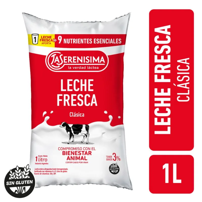 Leche La Serenísima ultra entera multivit 3% sachet 1 lt
