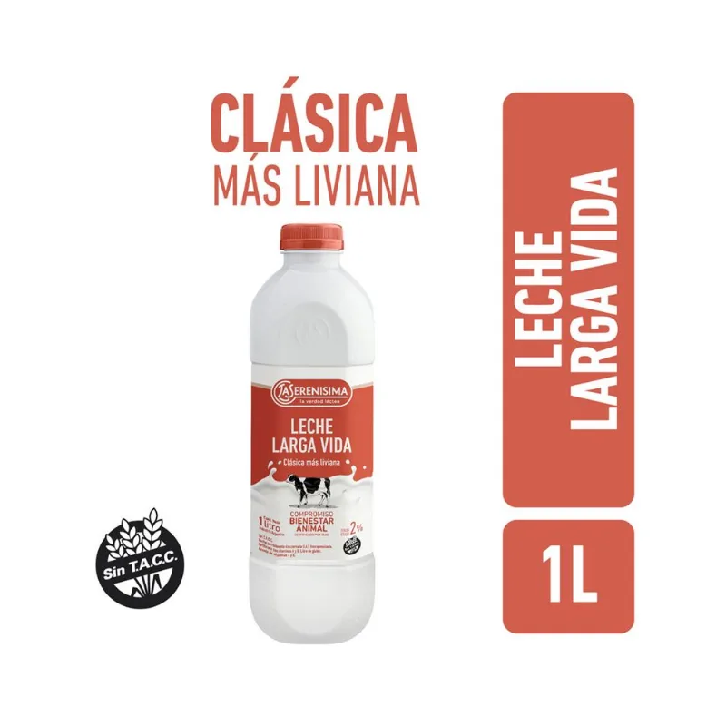 Leche parcialmente descremada La Serenísima 2 UAT fort con vitam 1 l.