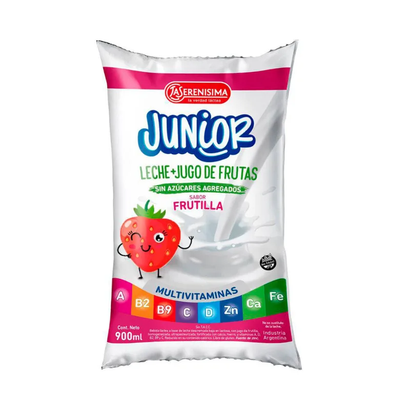 Bebida láctea La Serenísima junior ult jugo frutilla 900 cc.