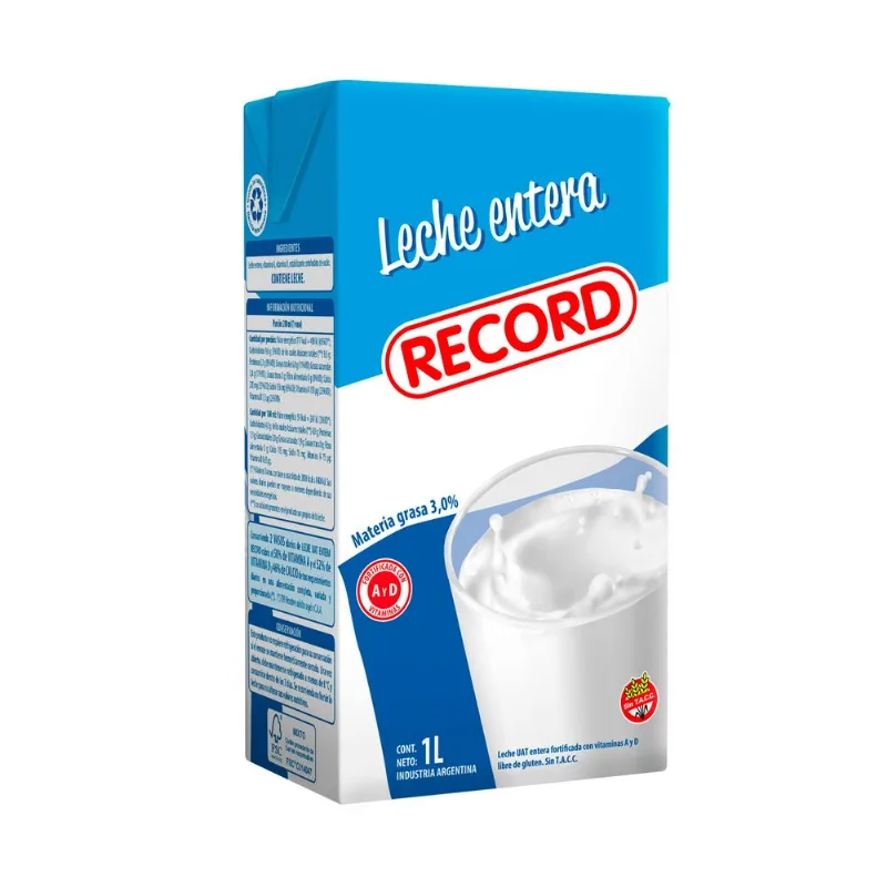 Leche parcialmente entera Record uat 1 l.