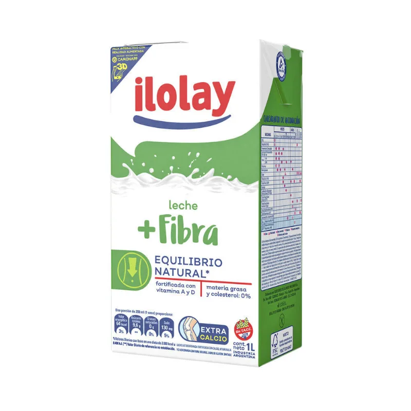 Leche descremada larga vida Ilolay + fibra 1 l.