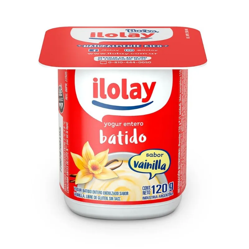 Yogur cremoso entero Ilolay vainilla 120 g.