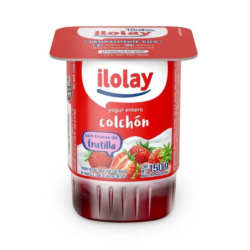 Yogur cremoso entero Ilolay colchón de frutilla 150 g.