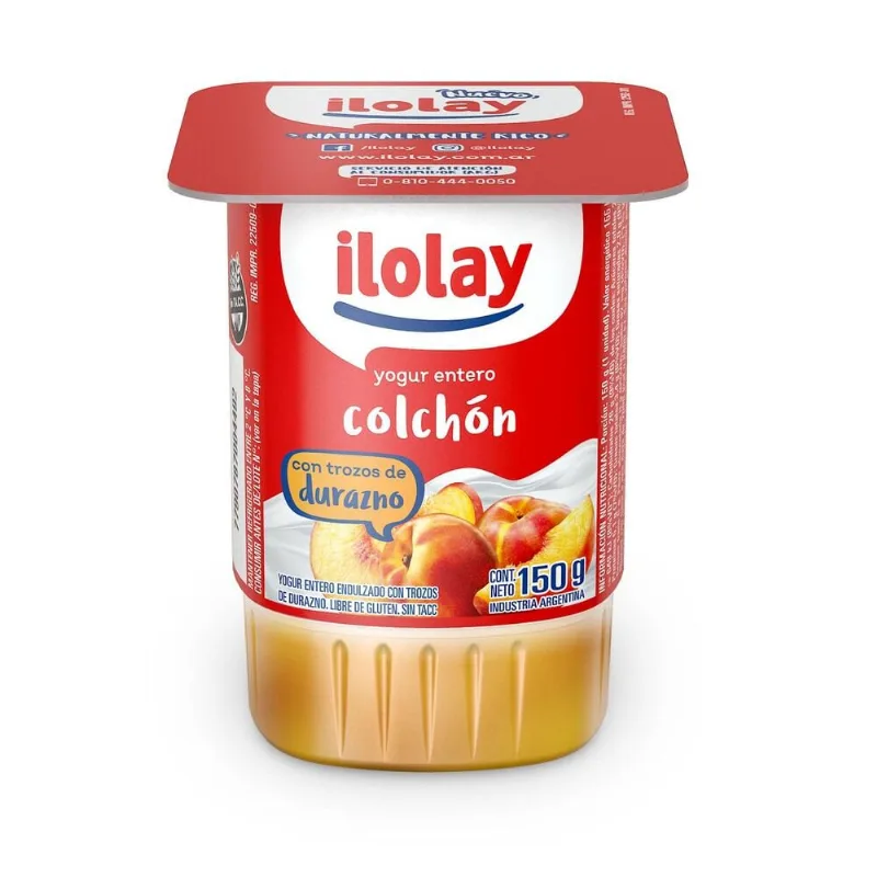 Yogur cremoso entero Ilolay colchón de durazno 150 g.