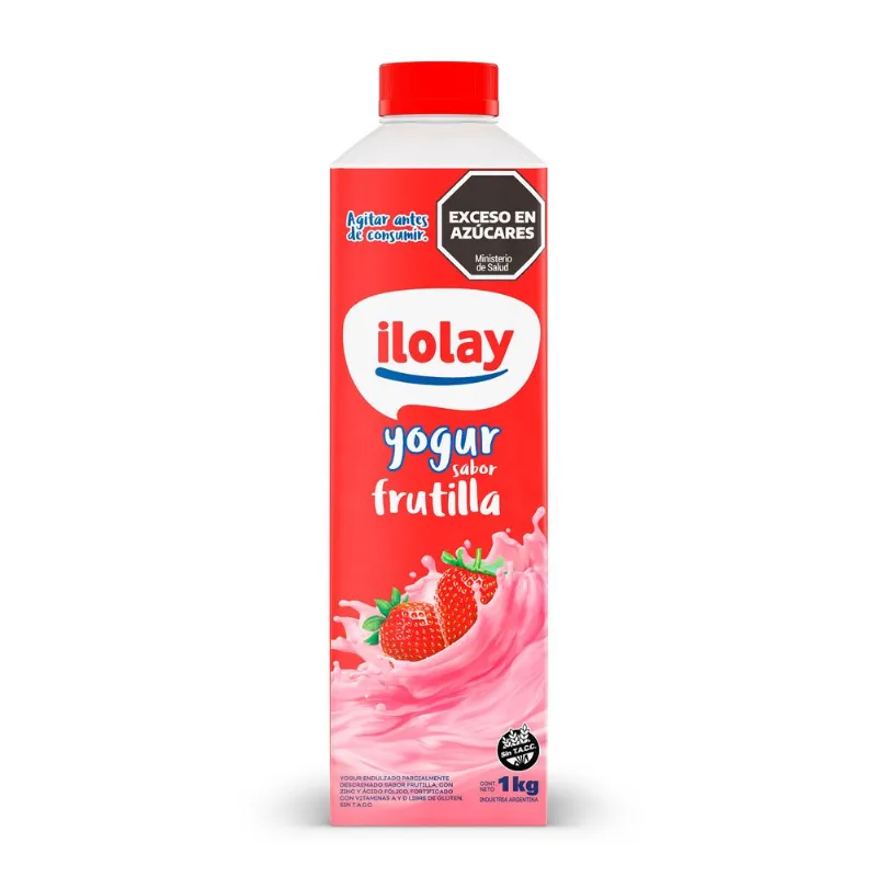 Yogur bebible parcialmente descremado Ilolay frutilla tetra 1 l.