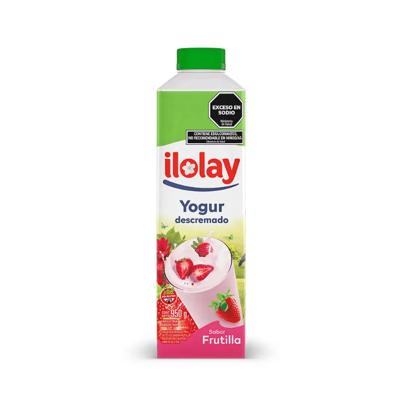 Yogurt Sabor Frutilla Descremado 950 Grs Ilolay