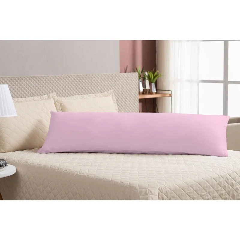 Travesseiro de corpo 1,30m com fronha de algodão rosa
