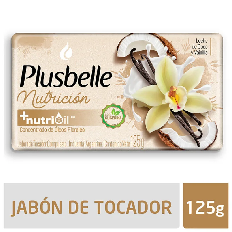 Jabón de tocador Plusbelle sensación nutritiva 125 g.