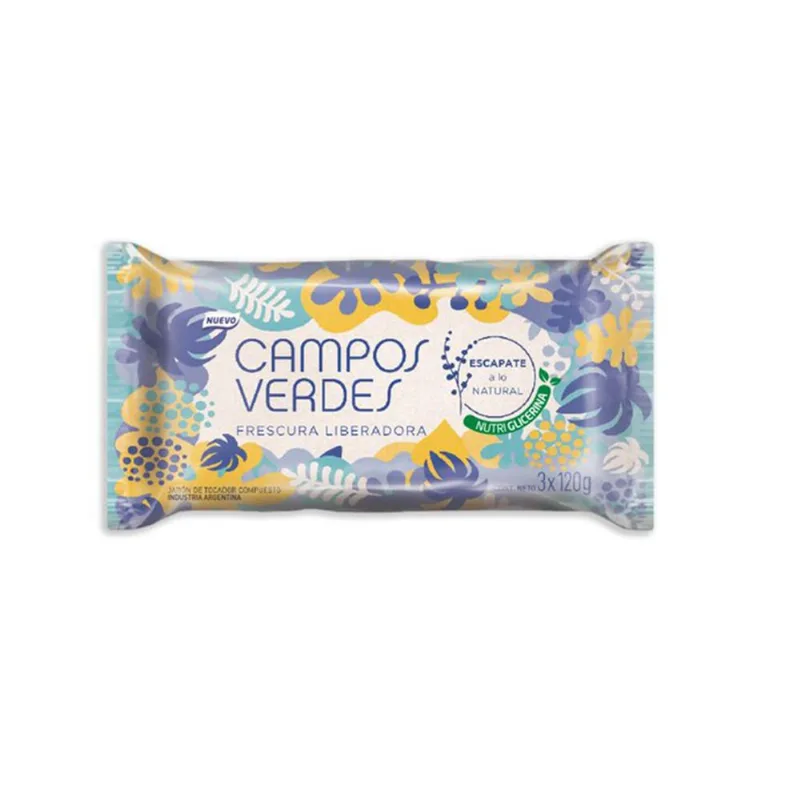Jabón de tocador Campos Verdes frescura liberadora 120 g. x 3 uni