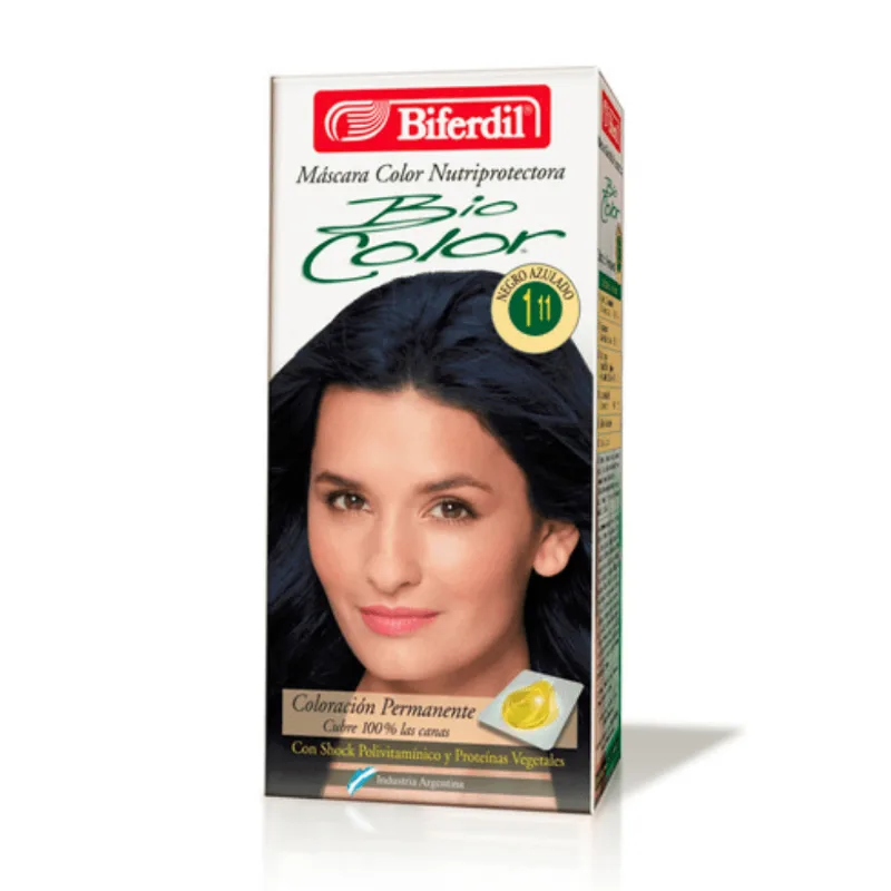 Kit Coloración Permanente en Máscara Biocolor 1.11 Negro Azulado