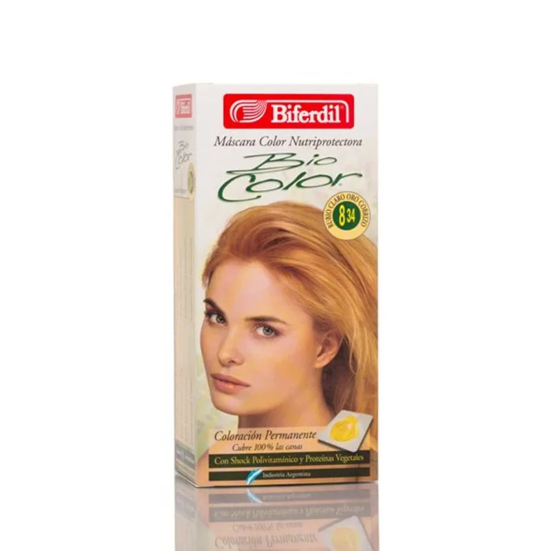 Kit Coloración Permanente en Máscara Biocolor 8.34 Rubio Claro Oro Cobrizo
