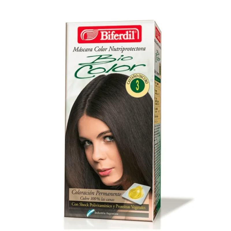 Kit Coloración Permanente en Máscara Biocolor 3 Castaño Oscuro