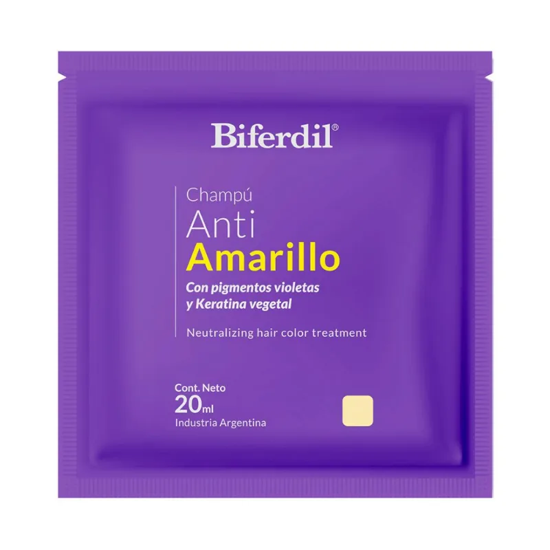Shampoo en Sachet Biferdil Anti Amarillo x 20 ml