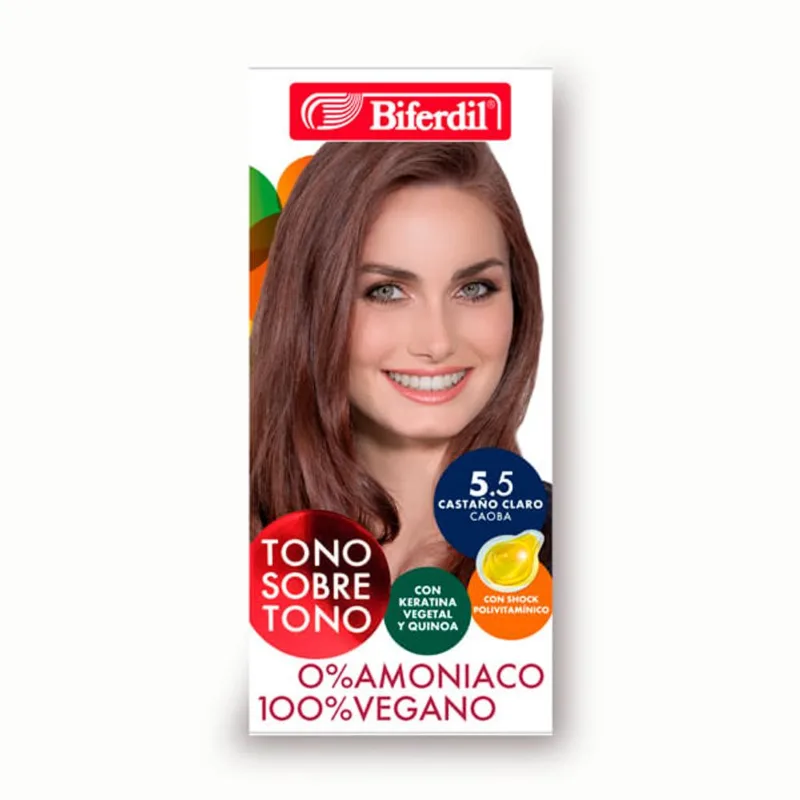 Kit Coloración Permanente Tono Sobre Tono 5.5 Castaño Claro Caoba