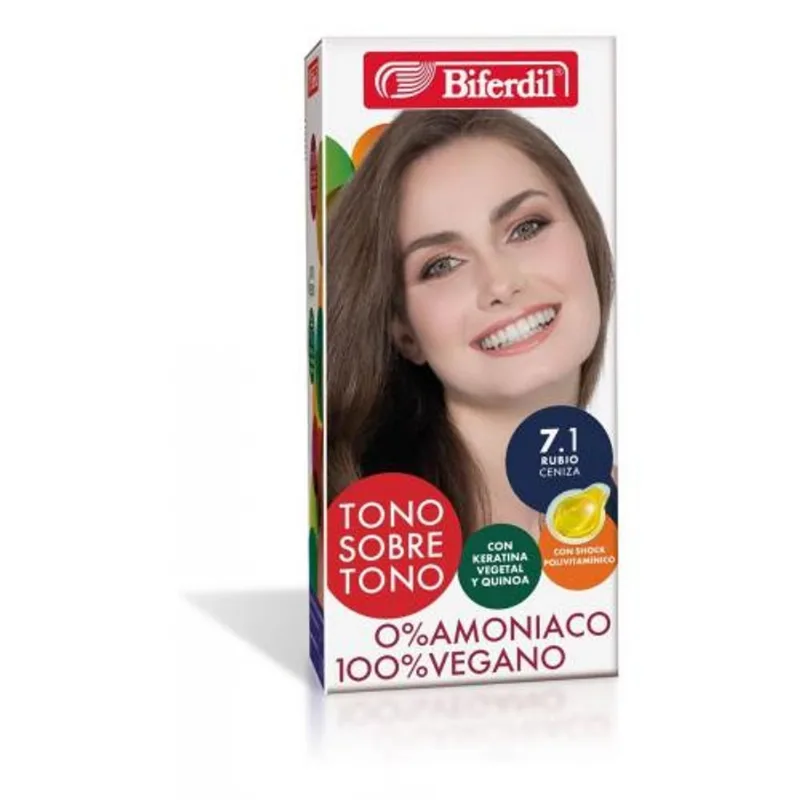 Kit Coloración Permanente Tono Sobre Tono 7.1 Rubio Ceniza
