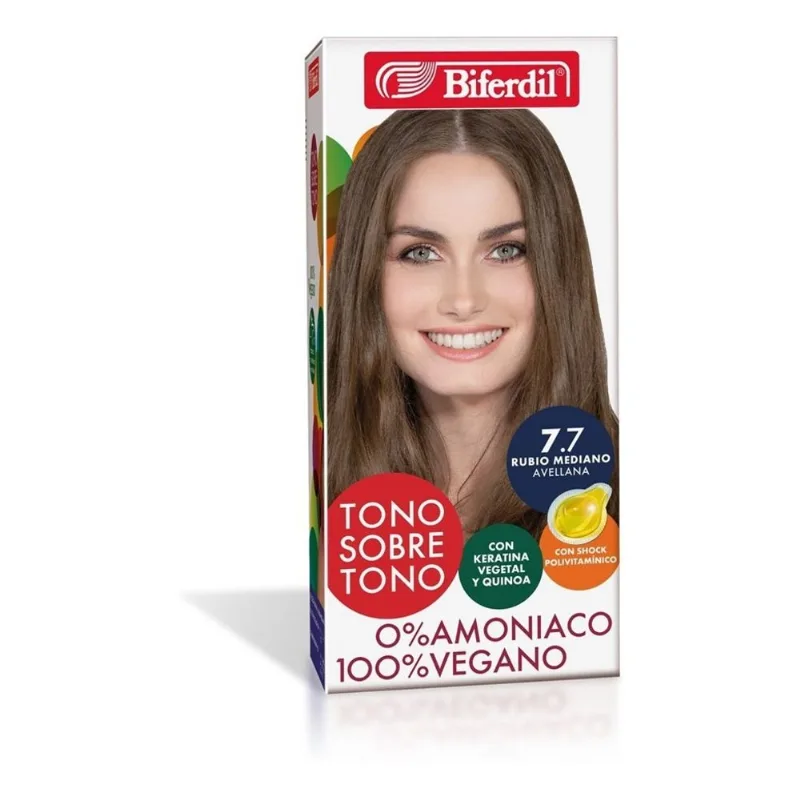 Kit Coloración Permanente Tono Sobre Tono 7.7 Rubio Mediano Avellana