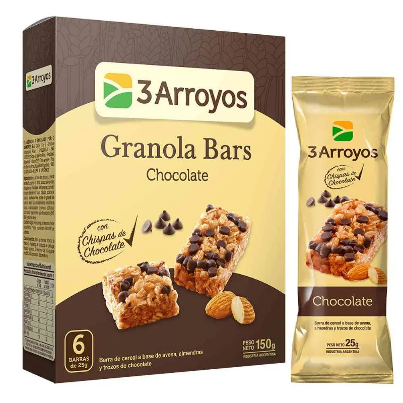 Barra De Cereal 3 Arroyos Chocolate 6 U