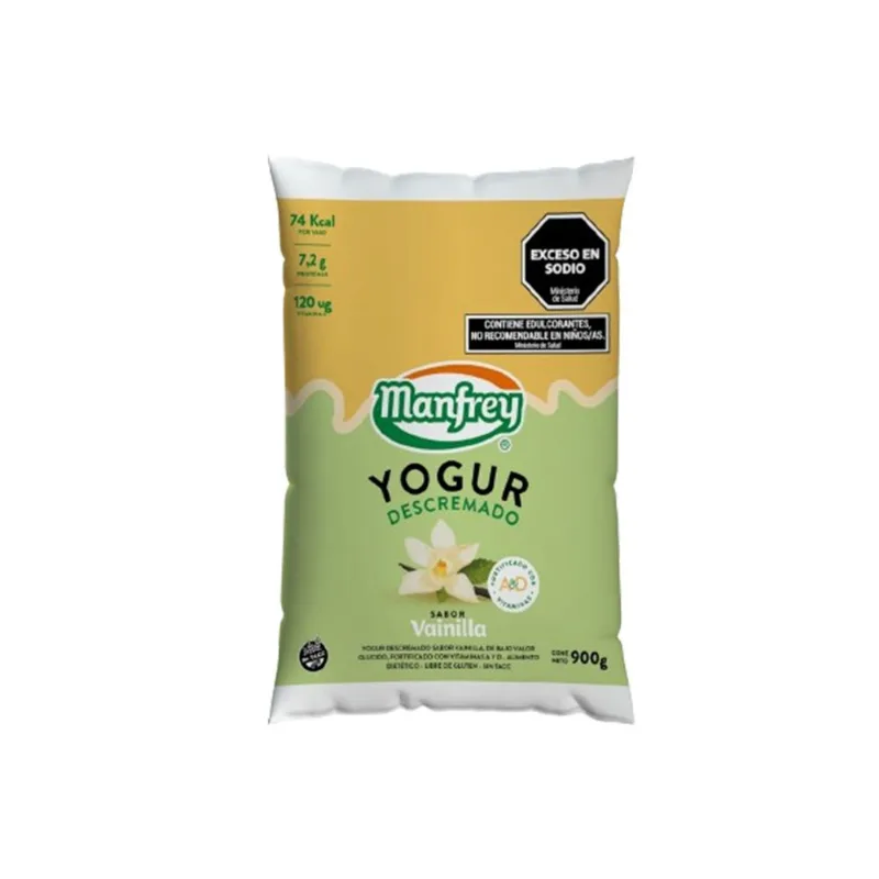 Yogur bebible entero Manfrey de vainilla en sachet 900 g.