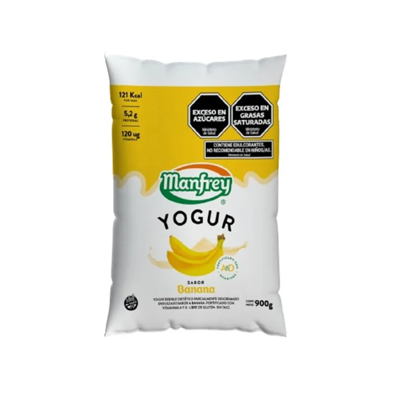 Yogur bebible entero Manfrey de banana en sachet 900 g.