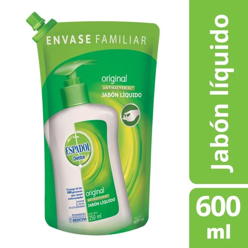 Jabón líquido Espadol antibacterial original 600 cc.