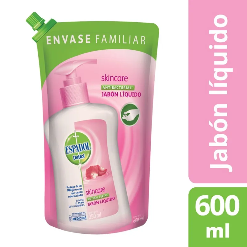 Jabón líquido Espadol antibacterial skincare 600 cc.
