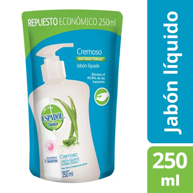 Jabón Liquido Antibacterial Cremoso Espadol Dettol 250ml