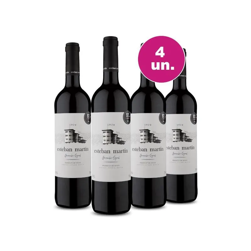 Kit 4 Vinho Espanhol Esteban Martín Cariñena Garnacha Syrah