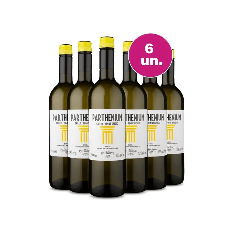 Kit 6 Vinho Branco Parthenium Sicilia Grillo Pinot Grigio