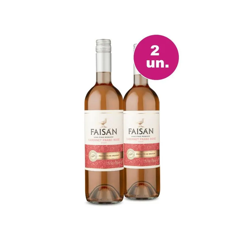 Kit 2 Vinho Rosé Uruguaio Faisán Cabernet Franc 2021 750ml