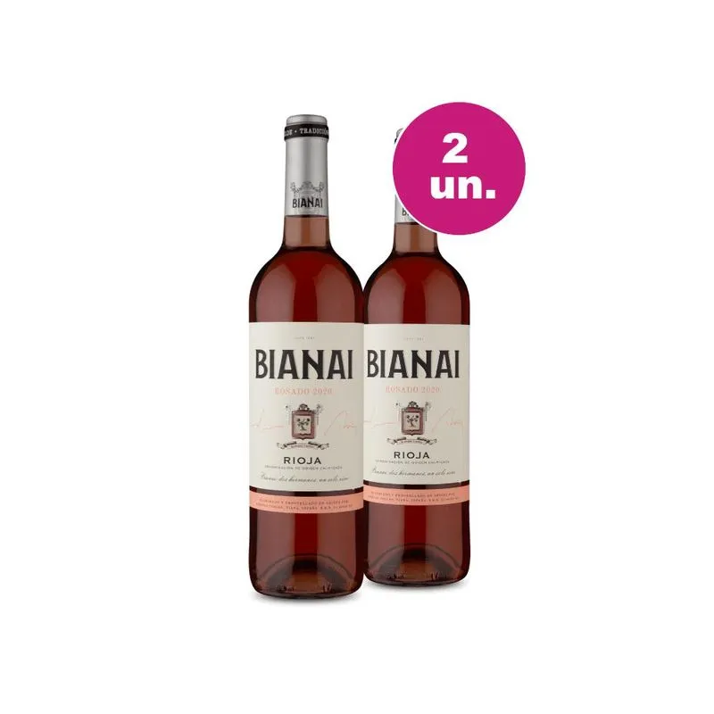 Kit 2 Vinho Rosé Espanhol Bianai Rioja Rosado 2020 750ml