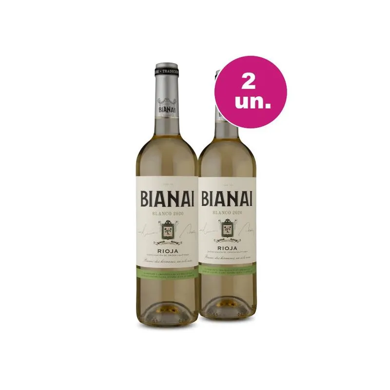 Kit 2 Vinho Branco Espanhol Bianai Rioja Blanco 2020 750ml