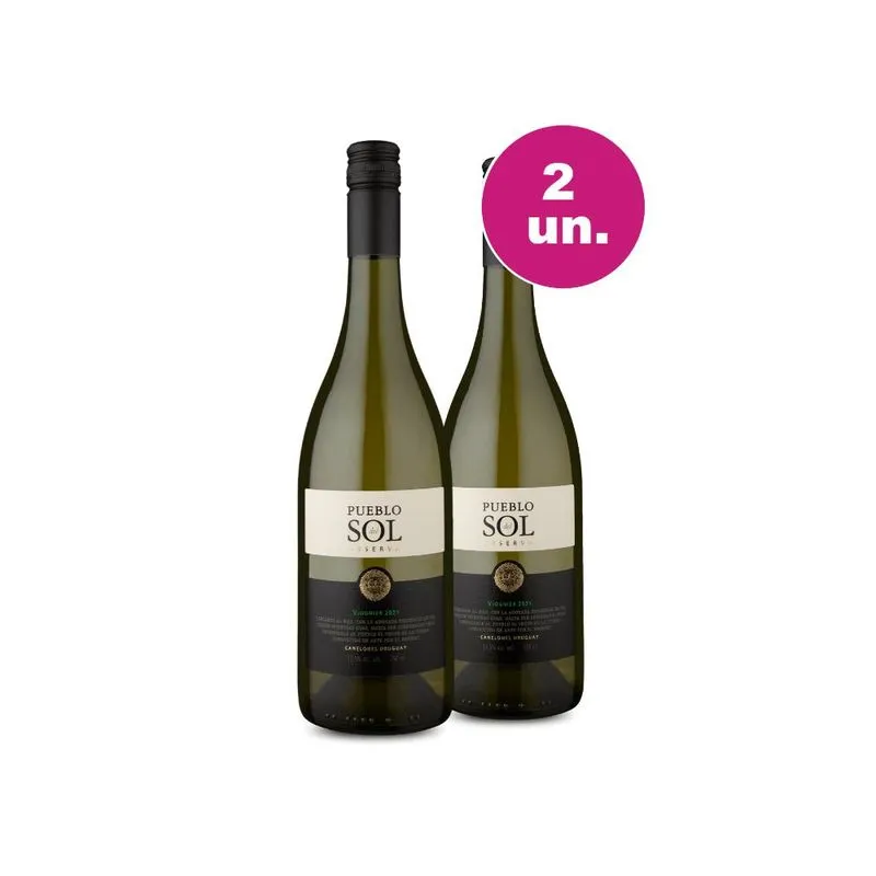 Kit 2 Vinho Branco Uruguaio Pueblo Del Sol Reserva Viognier