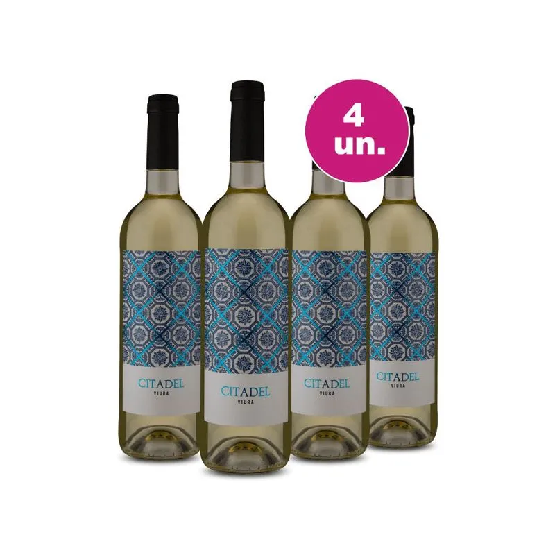 Kit Vinho Espanhol Citadel Viura Blanco 750ml 4 Garrafas