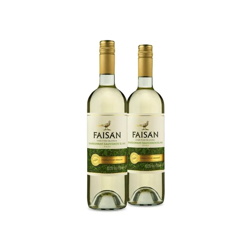 Kit 2 Vinho Uruguaio Faisán Chardonnay Sauvignon Blanc 2020