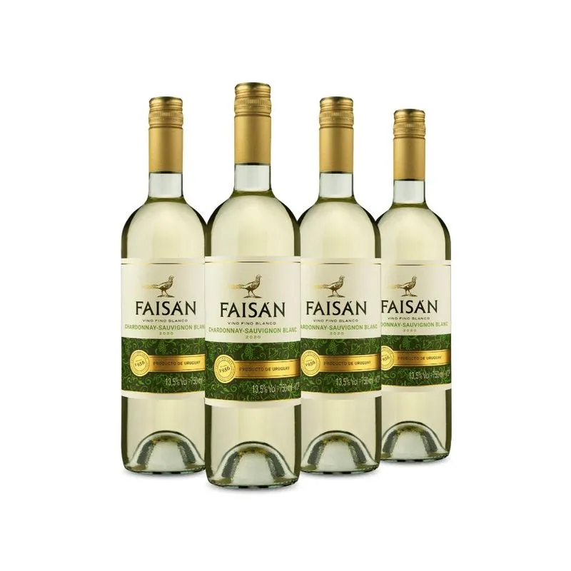 Kit 4 Vinho Uruguaio Faisán Chardonnay Sauvignon Blanc 2020