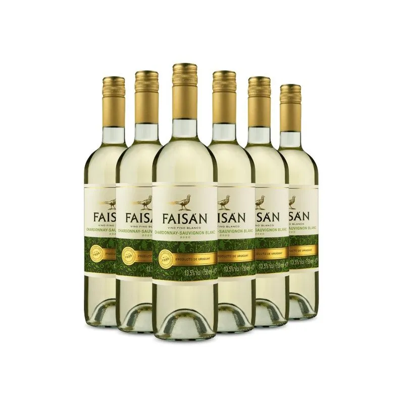 Kit 6 Vinho Uruguaio Faisán Chardonnay Sauvignon Blanc 2020