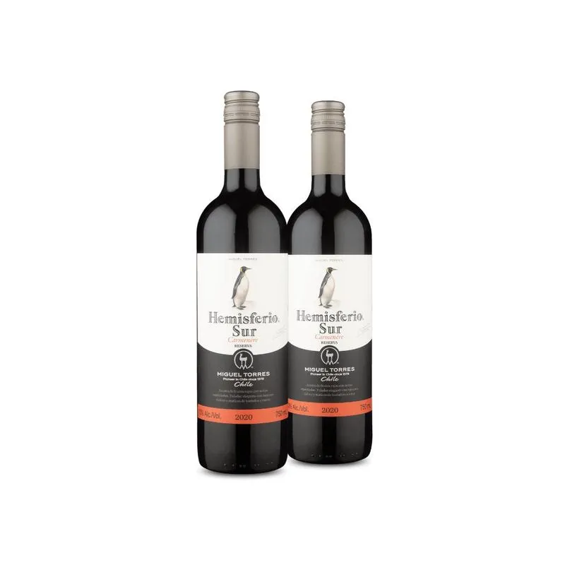 Kit 2 Vinho Miguel Torres Hemisferio Sur Reserva Carménère