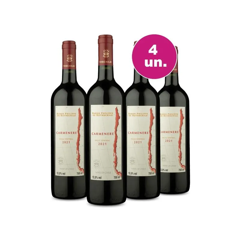 Kit Baron Philippe De Rothschild Carménère 2021 4 Garrafas